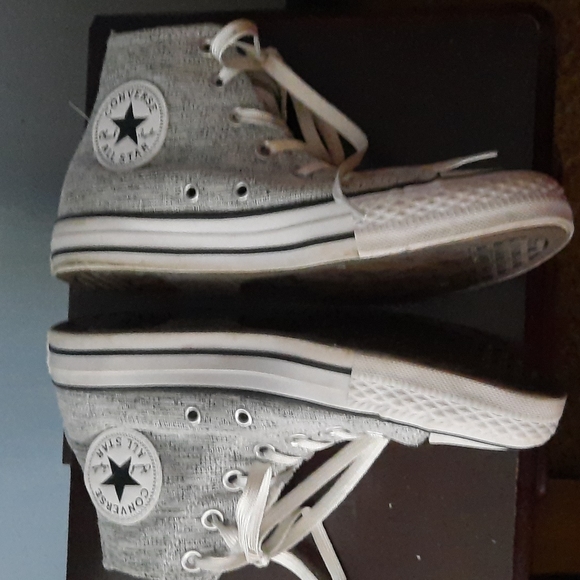 Converse Chuck Taylor All Star Grey & Glitter Fabric High Top Sneakers Size 6.5 - Picture 3 of 15